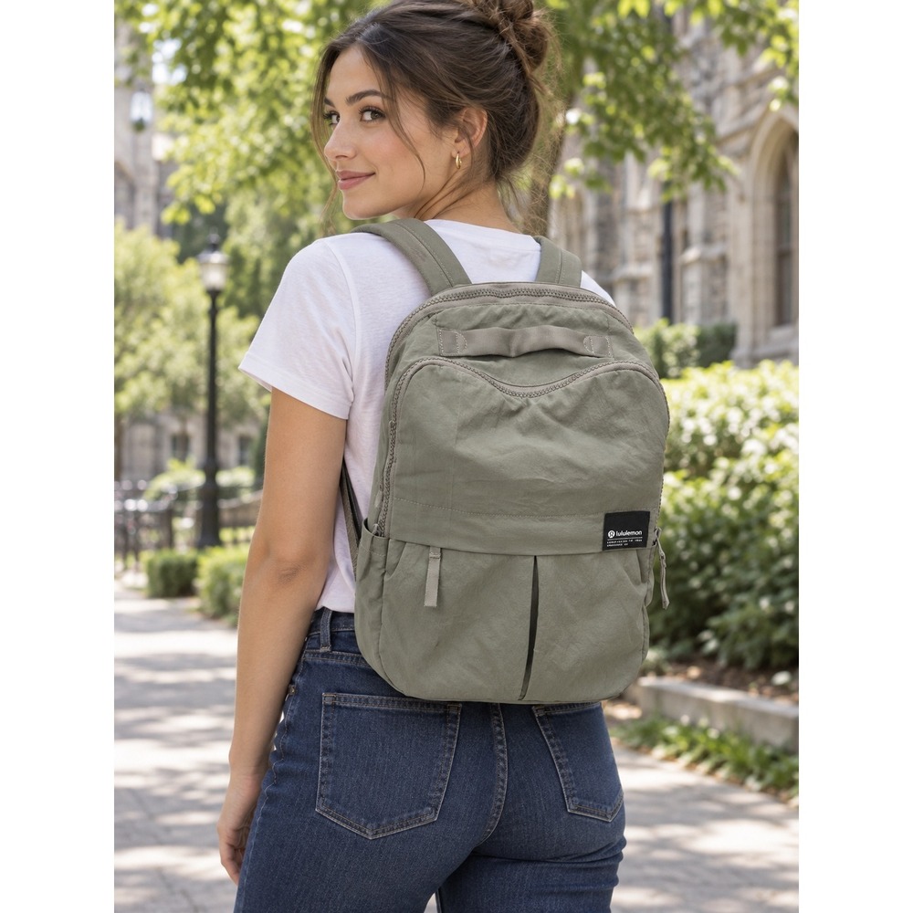 Lululemon Packable Backpack Sage Green Lightweight Travel School Bag